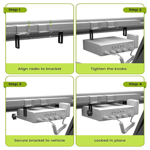 CB Radio Mount Bracket with Knobs Universal Mount for CB Radios- Adajustable 6" to 10" Width Car CB Mount Accessory