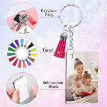 Sublimation Keychain Blanks Bulk, Set of 90 Sublimation Keychain Blanks Set with Tassels, Keychain Circle, Keychain