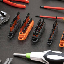 Organisateur de Rangement pour Embouts de Tournevis - Porte-Embouts Noir et Orange Ă 10 Trous avec Mousqueton - Lot de 4