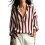 Women's Striped Button Down Shirt Long Sleeve Collared-Camel L 8