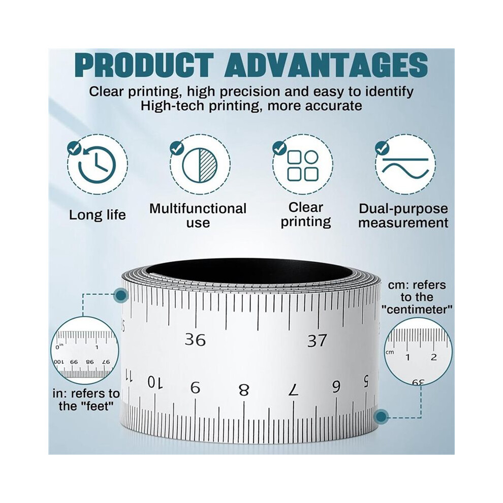 4 Pack 39.37 Inch Magnetic Measuring Tape Centimeters Magnetic Flexible Rulers Magnetic Tape Measure,Suitable For Lathes 4712459678018