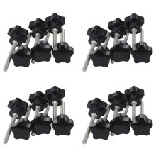 24 Pcs M6 x 50 mm Locking Star-Shaped Plastic Male Thread Knob Grip