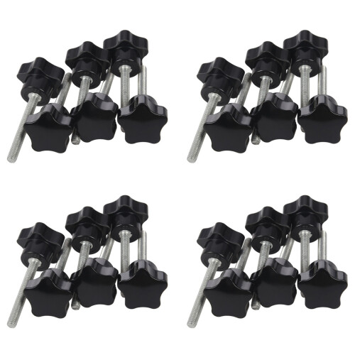 24 Pcs M6 x 50 mm Locking Star-Shaped Plastic  Male Thread Knob Grip