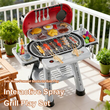 Kids Kitchen Toy Set With Smoke, Sound And Light, 2-layer Barbecue Indoor Outdoor Game Barbecue Toy Gift (batteries Not Included)