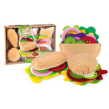 (28 pcs) Felt Food Burger Sandwich Food Set, Home Kitchen Role Play Toy For Kids, Perfect Gift For 12 Holidays