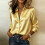 Women's Striped  Button Down Shirt Long Sleeve Collared-Khaki M 4