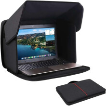 Portable 2-in-1 Laptop Umbrella Sun Shade, 14 Inch Privacy Cover for 12-14" Laptops (Black)