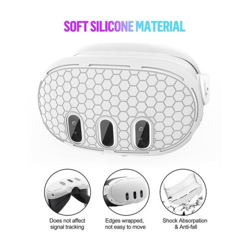 4x for Meta Quest 3 Protective Cover Handle Controller Grips,Front Shell Headset Cover and Face Cover,White 2