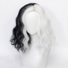 (Style A) Vil De Cruella Wig Cosplay Women Black White Dress Up Fashion Halloween Party
