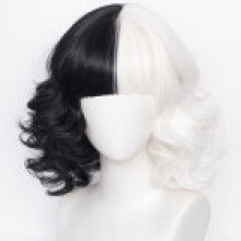 (Style C) Vil De Cruella Wig Cosplay Women Black White Dress Up Fashion Halloween Party