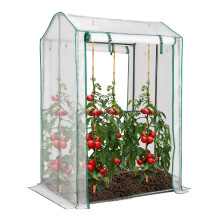 Tuinset voor buiten (2-delig) – Oprolbare kas & 300 cm grote parasol met zonne-energie en LED-verlichting