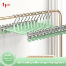 (LightGreen)Non Slip Trousers Hangers With Clips Space Saving Skirt Hangers For Closet Metal Pants Hangers With Coating