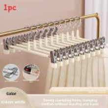 (Ivory)Cintres de pantalon antidérapants avec clips cintres de jupe gain de place pour placard cintres de pantalon en métal revêtement