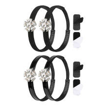 Glossy PU Fabric Dress Shoe Retainers Straps-Black flower s