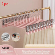 (Pink)Cintres de pantalon antidérapants avec clips cintres de jupe gain de place pour placard cintres de pantalon en métal revêtement