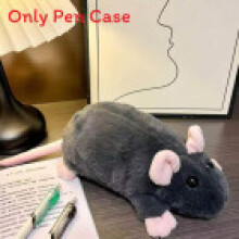 (Black) Mouse Cute Cartoon Pencil Case Made Of Plush With Large Storage Use Student Teen