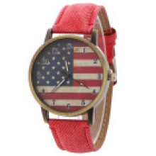 (Red) Watch Retro Quartz With Star Pattern Print Suitable For Daily Use And Gifts