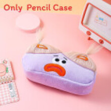 (VioletPlushBag) Girl Heartshaped Sweet Plush Pen Pouch With Soft Fabric And Space Storage