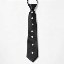 (Black)Modern Rhinestone Accented Tie For Men And Women Suitable For Commute Daily