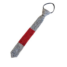 (SilverRed)Water Drilled Tie Adornment With Rhinestones For Adults Stylish For Office And Events Party