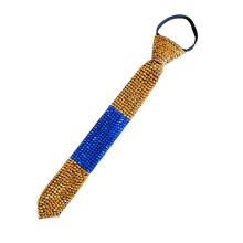 (GoldBlue)Water Drilled Tie Adornment With Rhinestones For Adults Stylish For Office And Events Party