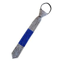 (SilverBlue)Water Drilled Tie Adornment With Rhinestones For Adults Stylish For Office And Events Party