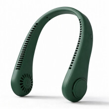 1800mAh Rechargeable Neck Fan, 5 Speed Twistable Bladeless Wearable Fan (Dark Green)
