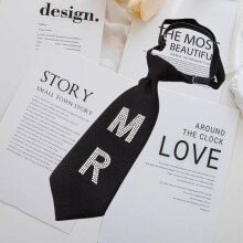 (MrTie)Fashion Casual Letter Embellished Polyester Tie For Adults With Adjustable Arrow Style For Attire College