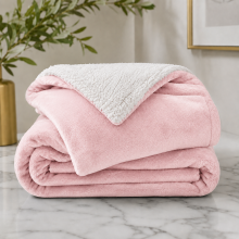 (Pink, Double (150 x 200 cm)) Luxury Super Soft Sherpa Fleece Blanket Faux Fur Sofa Mink Warm Thick Reversible Throw