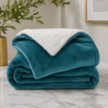 (Teal, Super King (230 x 270 cm)) Luxury Super Soft Sherpa Fleece Blanket Faux Fur Sofa Mink Warm Thick Reversible Throw