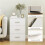 White MDF Nightstand with 3 Drawers for Bedroom Storage 8