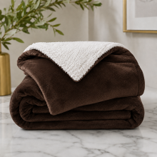 (Coffee, King (200 x 240 cm)) Luxury Super Soft Sherpa Fleece Blanket Faux Fur Sofa Mink Warm Thick Reversible Throw