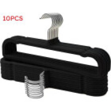 (Black)Porte-pantalons en velours peu encombrant avec surface antidérapante pour placard à usage domestique