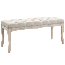 HOMCOM linnen gestoffeerde bank met houten frame, beige