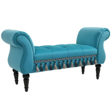 HOMCOM fluwelen bank met armleuningen, blauw