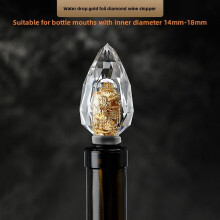 (Water Drop)Fecho de vinho folha de ouro cristal com vedação de silicone para champanhe e garrafas