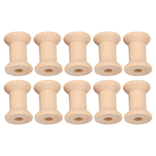 80Pcs Wooden Empty Thread Spools Natural Color 29mm X23mm 2