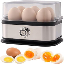 Rapid Electric Egg Cooker 6 Egg Capacity, Stainless Steel Egg Boiler with Auto Shut-Off
