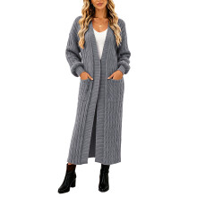 Women's Thin Type Stylish Cable Knit Cardigan with-Gray M