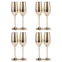 8Pcs Shatterproof Champagne Glasses Brushed Gold Wedding Toasting Champagne Flutes Drink Cup Party Marriage Wine
