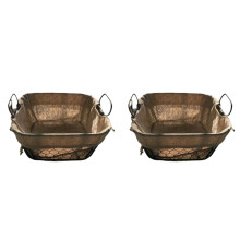 2X Cestas de Almacenamiento de Arte de Metal Cocina de Estilo Industrial Cesta de Almacenamiento de Aperitivos Contenedor de Pan de Picnic