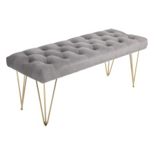 Fluweel beklede pianobank/schoenenbank voor slaapkamer/hal, grijs