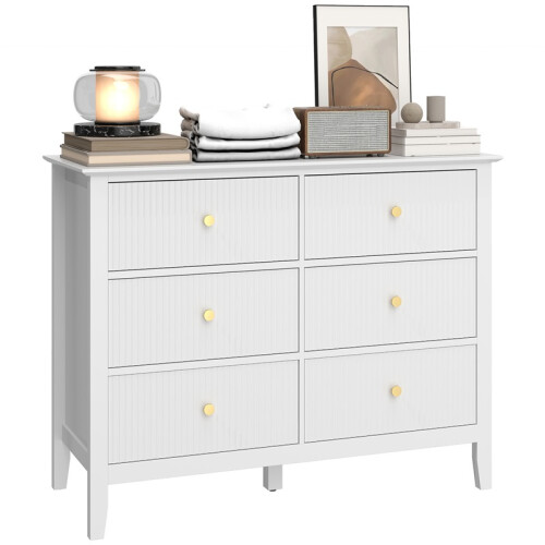 Moderne ladekast/dressoir met 6 lades, wit