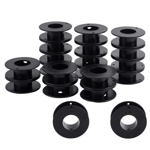 60pcs Empty Spools, 2.1x0.7 Inch Plastic Thread Spools Ribbon Spools Black  Spools Wire Spool Weaving Bobbins 1