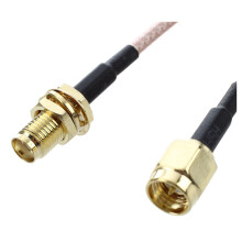 4X SMA Female SMA Male F / M Antenna Connection Cable Adapter Black + Gold