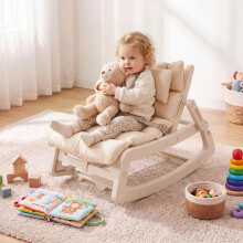 Kinderstoel met 2-in-1 schommel- en relaxfunctie en 4 verstelbare standen voor de rugleuning.