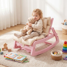 Babyschommelstoel 2-in-1, verstelbare rugleuning in 4 standen, roze
