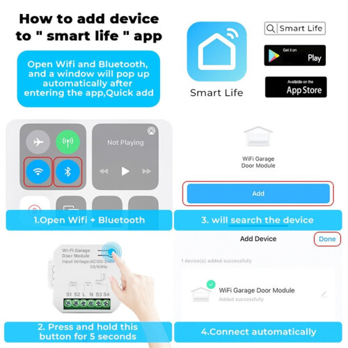 WiFi Garage Door Opener Universal Wireless Remote Openers Gate  Sensor Remote App Control