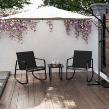 3-delige terras schommelstoelenset met glazen tafel