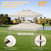 Pavillon-Ersatzdach 3x3m, zweistufig, beige